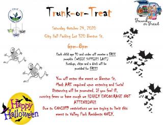  Trunk or Treat October 24, 2020